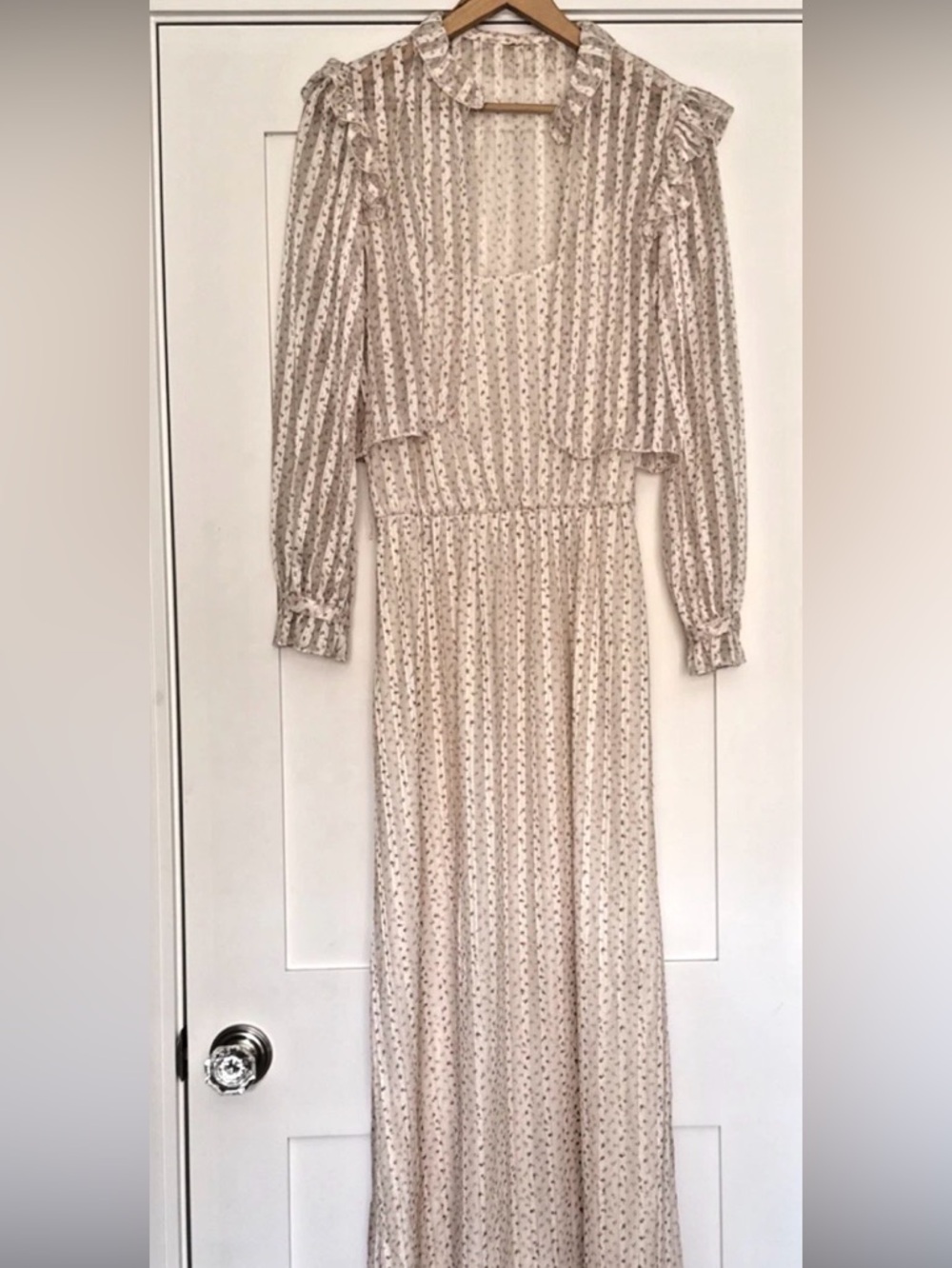 Vintage 1980’s Prom Dress Cream With Pink Rosebuds 2 Piece Set